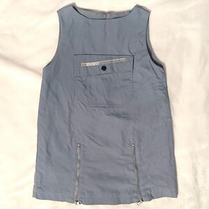 Miniman Blue Sleeveless Polyamide Dress Girls Toddler 3T pocket zipper detail